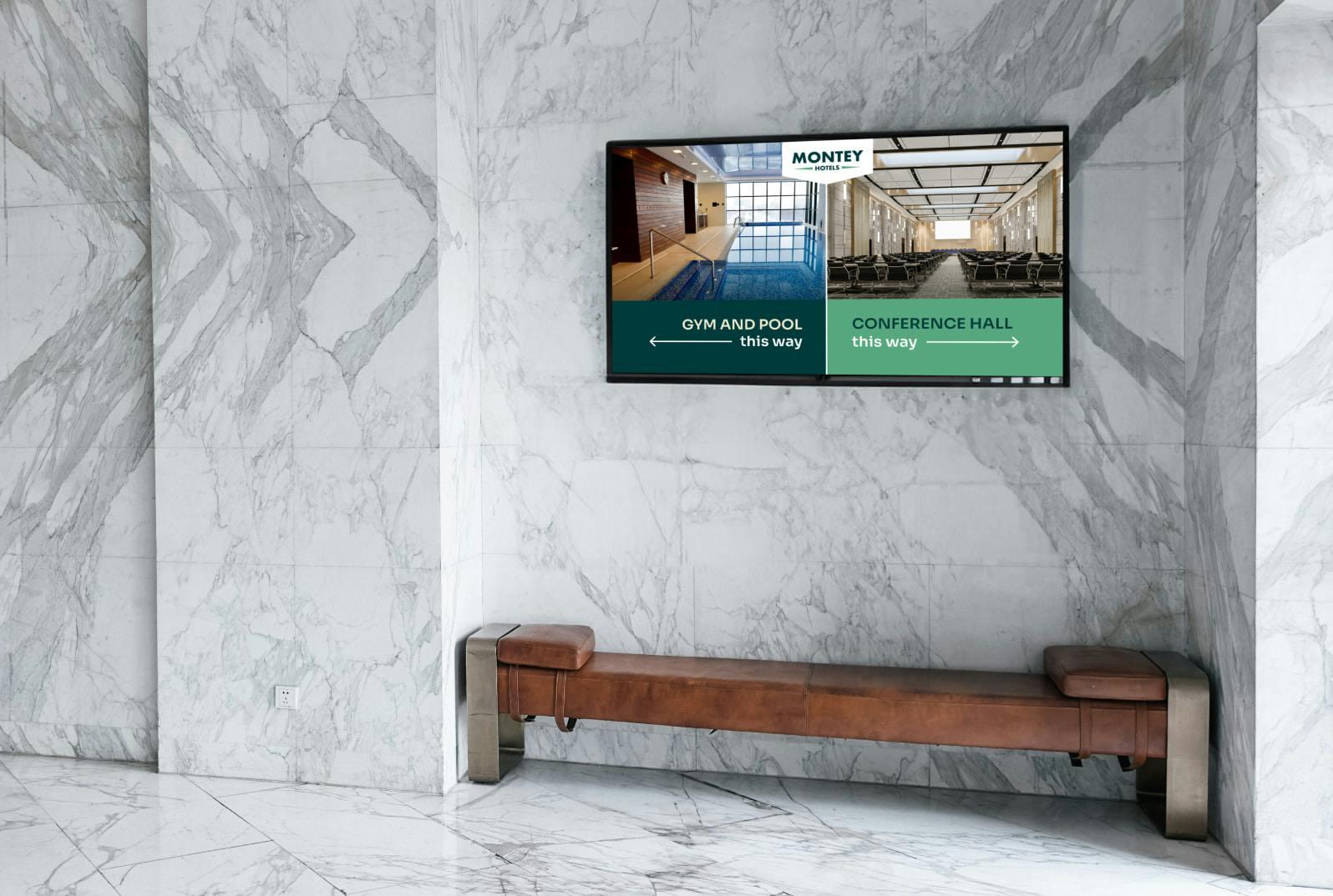 Wayfinding digital signage in a hotel